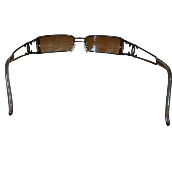 *RARE* CHANEL 4073 Y2K CC LOGO SILVER FRAME THIN AMBER LENS VINTAGE SUNGLASSES - Picture 4 of 11